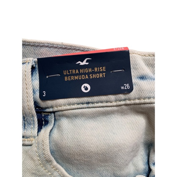 Hollister Cutout Jean Shorts Size 26 Bermuda Distressed Light High Rise 3502 - Picture 3 of 10